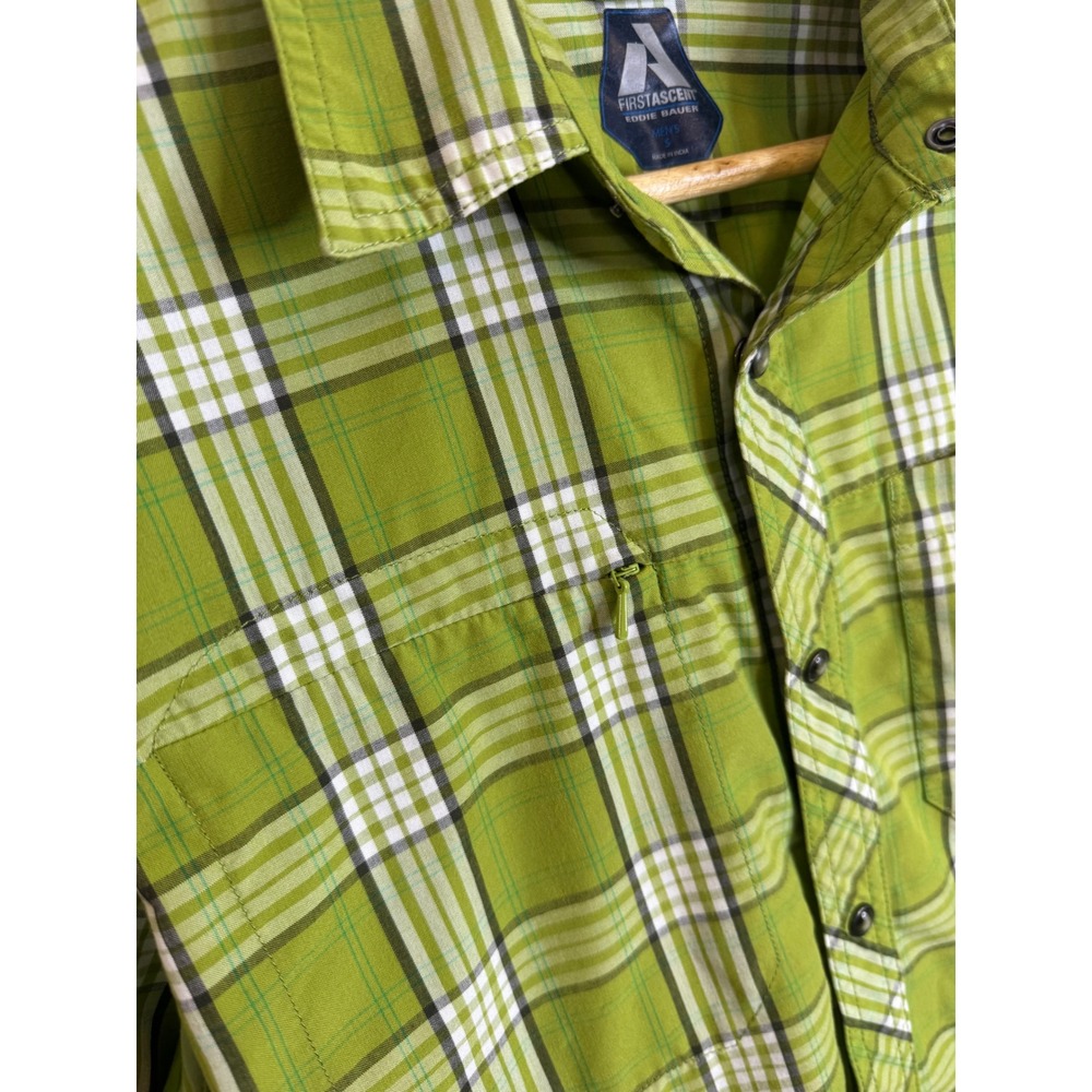 Eddie Bauer First Ascent Mens Green Plaid Long Sleeve Hiking Shirt Small - Picture 5 of 11